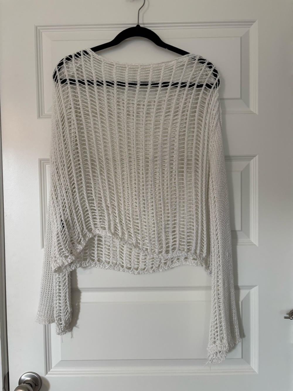 SHEIN White Crochet Open-Knit Long Sleeve Swim Coverup - Picture 4 of 5